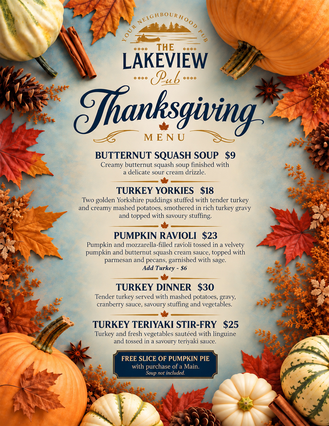 Thanks Giving Menu